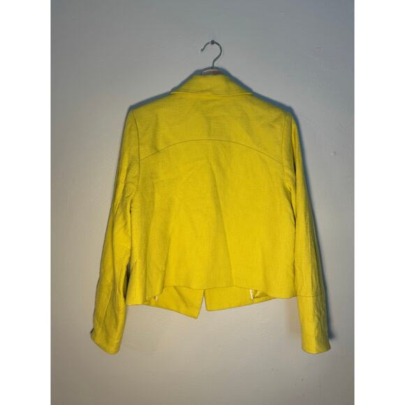 Women's Size M Maeve by Anthropologie Citrus Yellow Green Double-Breasted Blazer - Picture 5 of 6